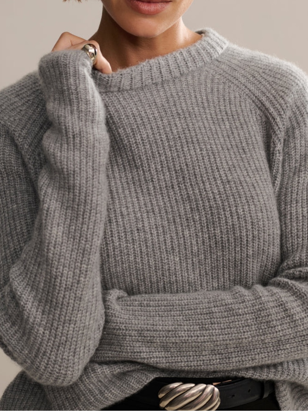 Jenni Kayne Cashmere Fisherman Sweater Heather Grey